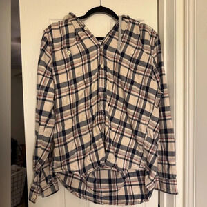 American Eagle flannel hoodie size L